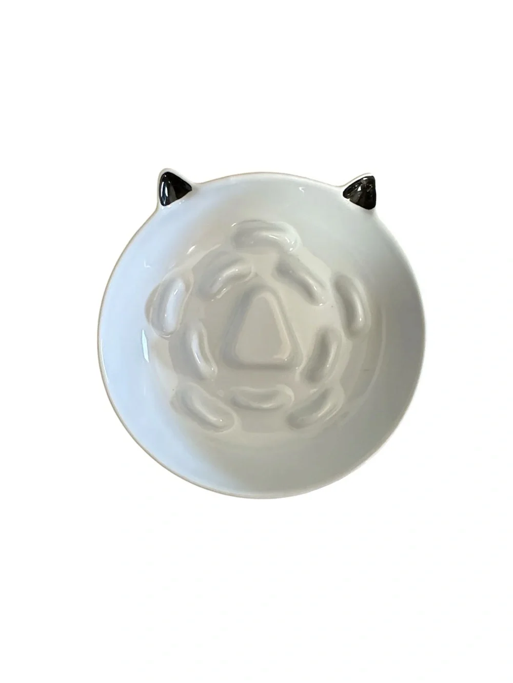 Ceramic Cat Elevated Pet Bowl in Black and White